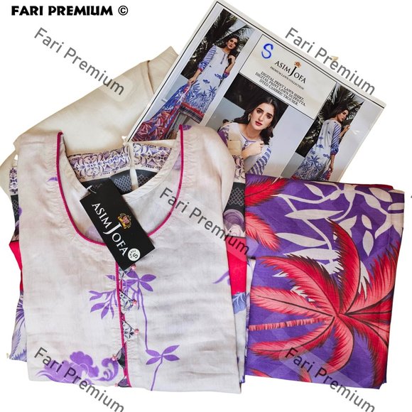 Asim Jofa 3PC Printed Lawn Cambric Cotton Shalwar Kameez Pakistani/Indian S/35 - Picture 11 of 11